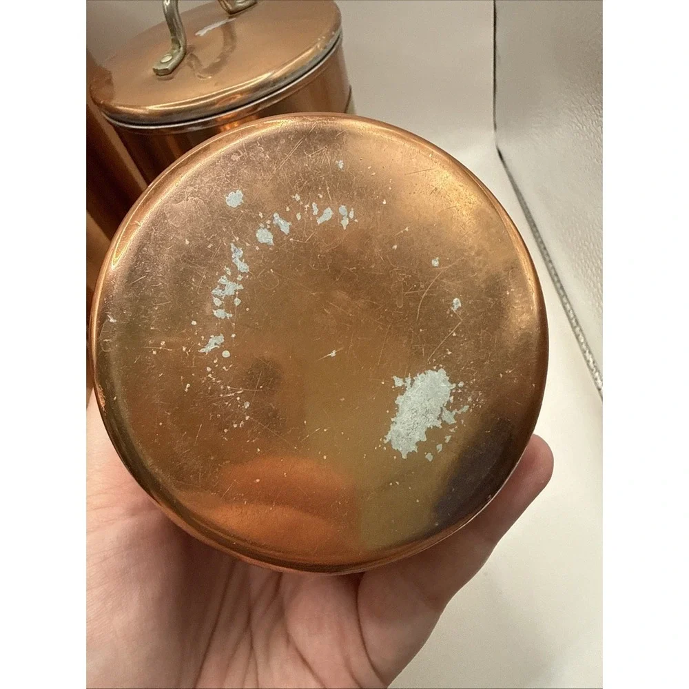 Vintage Copper Canister Set with Lids Nesting Flour Sugar Coffee Tea